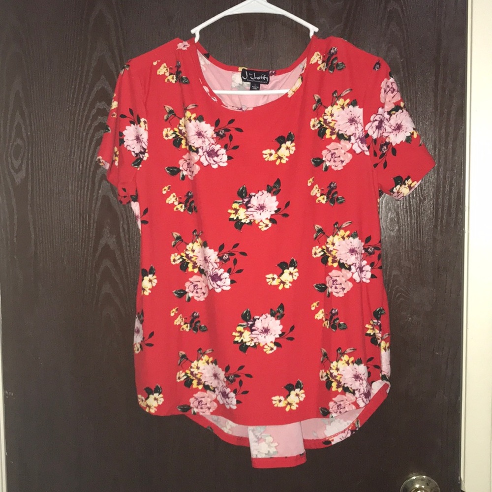 Red Floral Shirt with back straps.